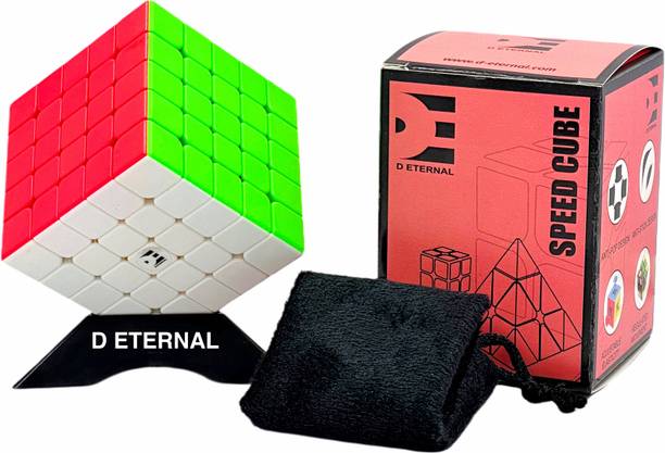D ETERNAL Cube 5x5 Stickerless Speedcube with Cube Stand and Protecting Pouch Bag