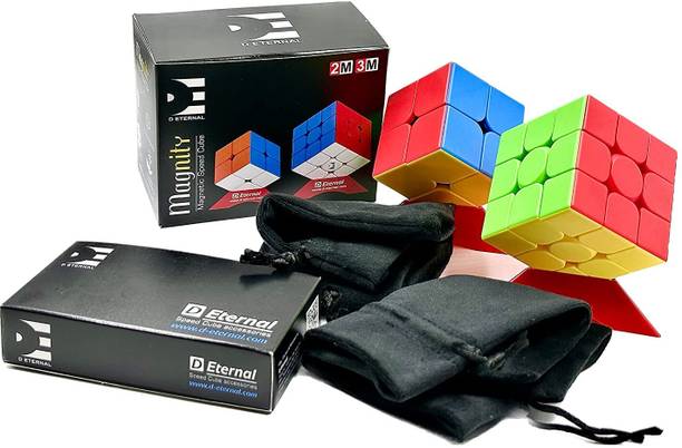 D ETERNAL Magnity Speed Cube Combo Set of 2M 2x2 and 3M 3x3 Magnetic Magic Cubes
