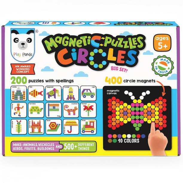PLAY PANDA Magnetic Puzzles (big) Circles with 400 Magnets & 200 Puzzles