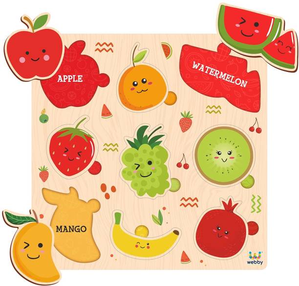 Webby Fruits Wooden Educational Montessori Learning Puz...