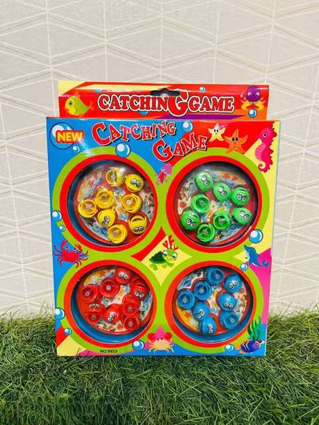 Lallafy Fish Catching Game Toy | Rotating Fish Catching Board Game with 4 Fishing Rods |