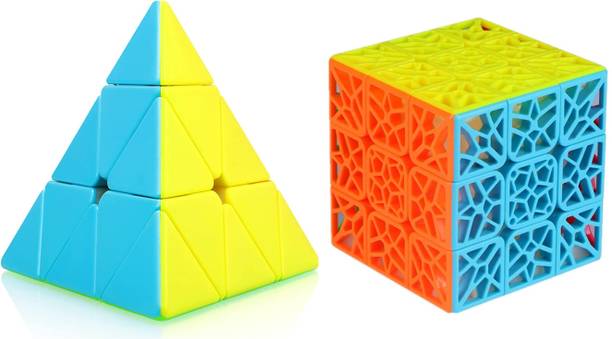 Authfort New DNA 3 x 3 x 3 Magic Cube & Pyramid Stickerless puzzle pack of 2