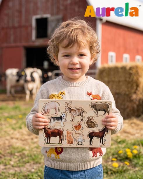 Aurela Wooden Farm Animals Puzzle