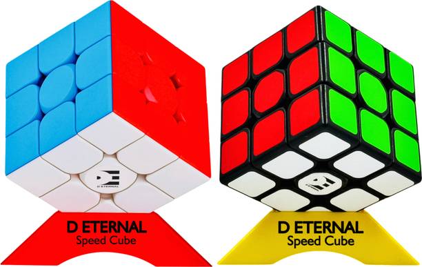 D ETERNAL Cube 3x3 High Speedcube Combo Bundle With 3 by 3 Cube Stand Magic Puzzle