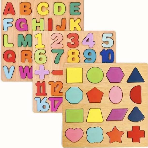 ZARQITO 3in1 Wooden Learning Educational ABCD Board for Kids Activity Toys Preschooler