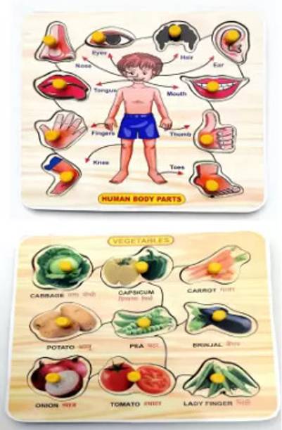 Mohit Plastic Wooden Jigsaw Puzzles Vegetable Body Parts Learning Educational Toys Board Game