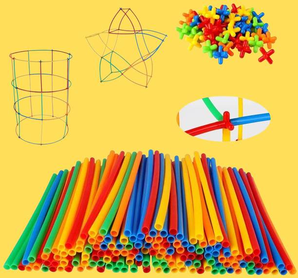 मायने Smart Sticks Unique Creative Activity, Straw Block For Kids-60pcs