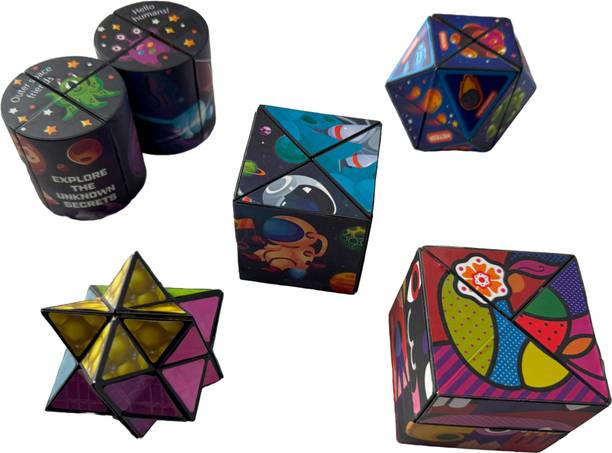 Toyoos 5 in 1 Magic Cube Puzzle | 3D Infinity Space Cubes | Shape-Shifting Magic Puzzle