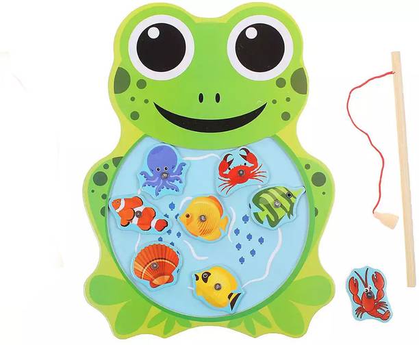 HIGHSEAS Sea Life Recognizer Magnetic Wooden Fish Toy for Fishing, Educational Toys