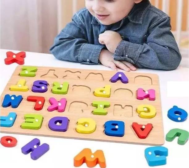 BOZICA Wooden Educational Creative learning A To Z English Alphabets Board Puzzle