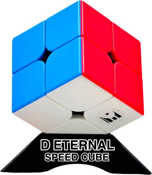 D ETERNAL Cube 2x2 High Speed Stickerless Magic Cubes Puzzle Game Toy With Free Cube Stand