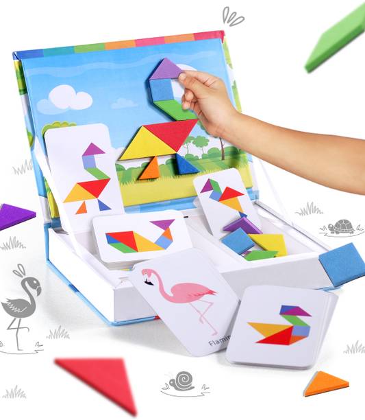 इंटेलीस्किल्स Premium Brain Boosting Magnetic Animal & Bird Tangram Puzzle Game for Kids