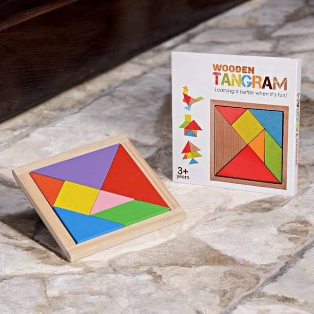 SABIRAT Wooden Tangram Puzzle Game for Kids | Colorful Shape Sorting Brain Toy
