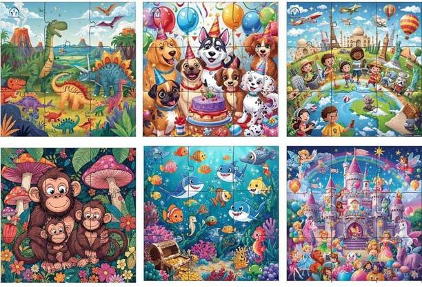 pentamark Mixed Animals Jigsaw Puzzle Toy for Kids & Children 6-in1 Puzzle Set