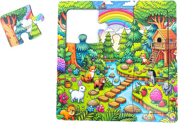 PlayKith Colorful Fun and Educational Jungle House & Animal Jigsaw Puzzle for Kids