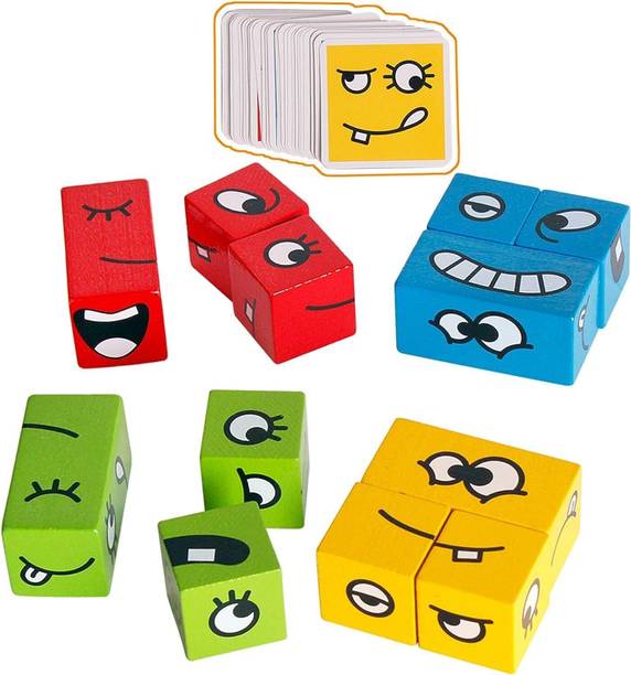 FUNVERSE Face Changing Puzzles Emotion Change Toy with 16 Face Cube and 72 Cards