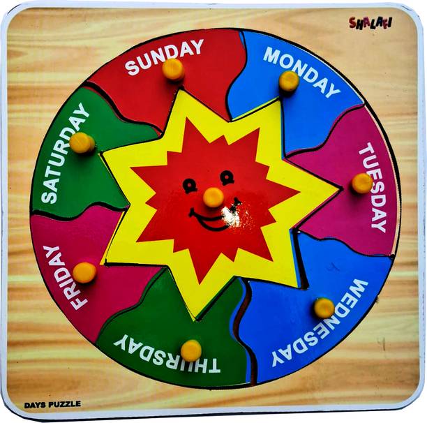 PABAH Wooden Week Days Puzzle Educational Tray Toy Pre-School Learning Kit