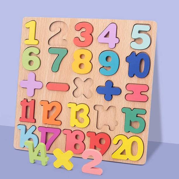 Zarqito Wooden Educational Creative learning Number 1234 English A Board Puzzle