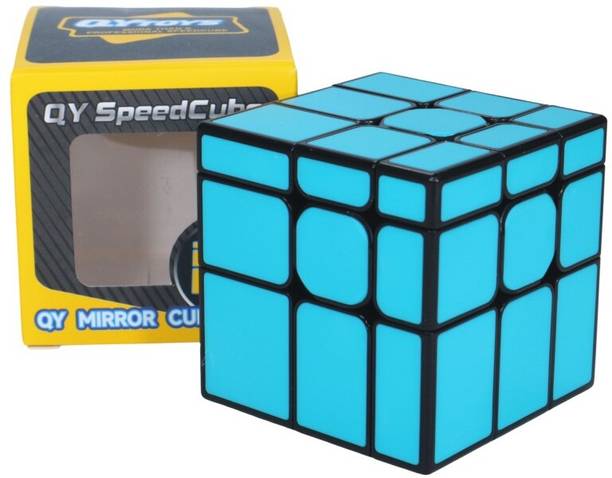 Cuberkart QiYi Mirror 3x3 Speed Cube Puzzle, Durable Shape Mod Speed Puzzle (Tiled, Blue)