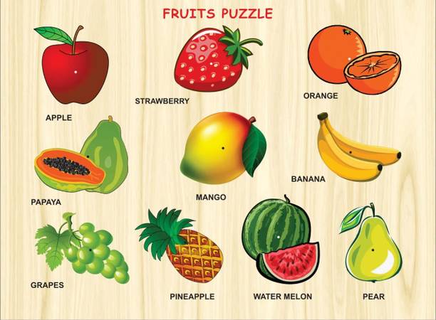 ALLURE Wooden Fruits Puzzle Toy for Kids with knobs