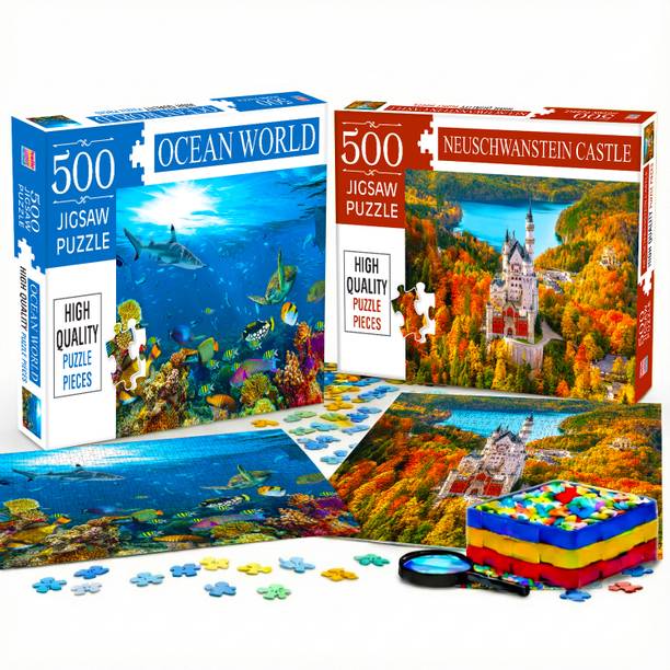 HELLO FRIEND 500 Jigsaw Puzzles : Castle + Ocean World Jigsaw Puzzle (500 Pieces)