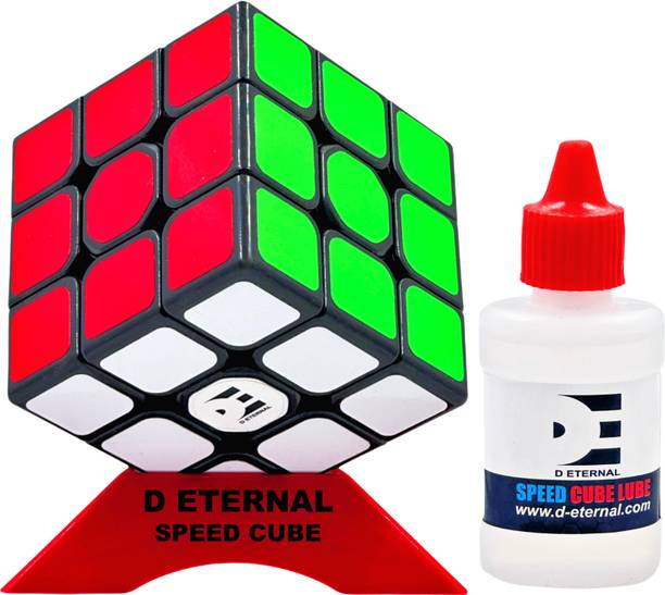 D ETERNAL Cube 3x3 High Speed Magic Puzzle Cubes Combo Set With Cube Lubricant & Stand