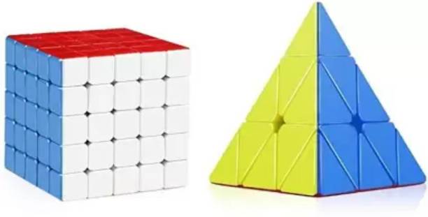 4AJ BAZAAR 5x5 And Pyraminx Pyramid High Speed Stickerless Magic Cube