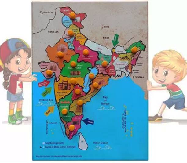 RITSKART Hot Sale Wooden Educational learning Map Board Puzzle for kids