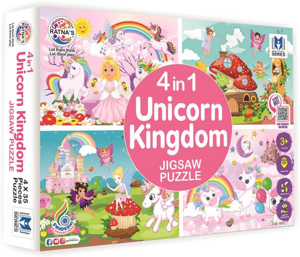 Ratnas 4 In 1 Unicorn Kingdom Jigsaw puzzle for kids