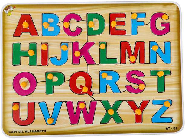 ALLURE Wooden Puzzles Toys for Kids with knobs Learning Letters (Capital ABC)