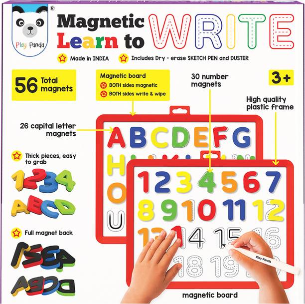 PLAY PANDA Magnetic Learn to Write 2 in 1 Numbers & Capital Letters