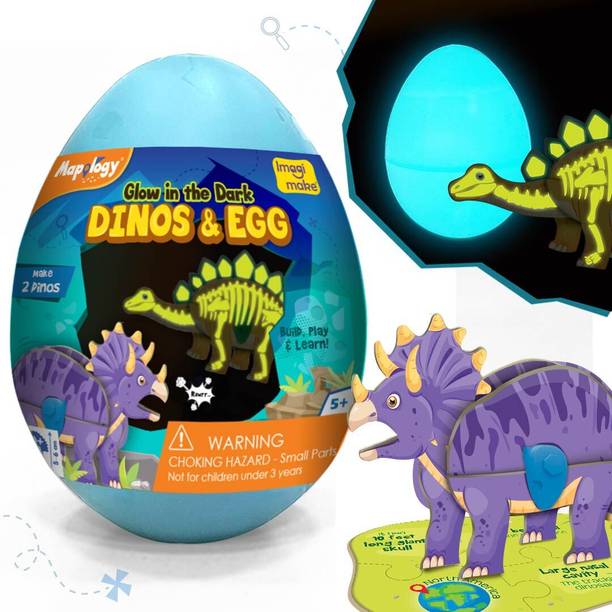 Imagimake Mapology Glow In The Dark Dinos & Egg | Make Stegosaurus & Triceratops