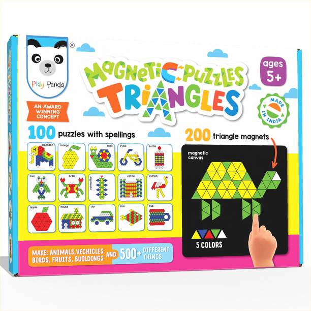 PLAY PANDA Magnetic Puzzles (small) Triangles with 200 Magnets & 100 Puzzles
