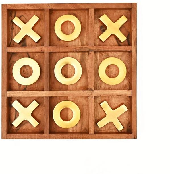 CRAFTCORNER Tic Tac Toe Premium Acacia Wood & Aluminum XO Board for Kids Adults & Home Decor