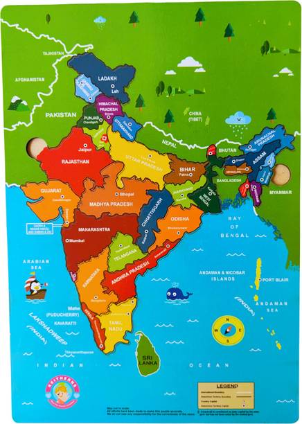 Keitherns Wooden India Map Puzzle for Kids Age 3+ Educational, Durable & Vibrant Colors