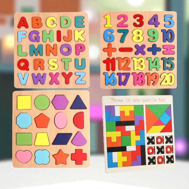 VHD Kids Wooden Educational Puzzle Alphabets, Numbers...