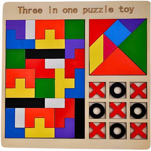 ANAYSHA IMPEX Kids Wooden Children's Educational Colorful Square Tangram Game Chess