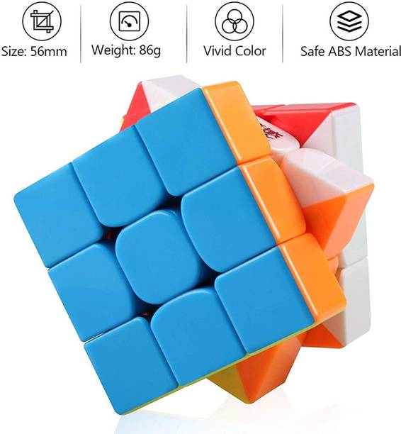 rokketcart 3x3Speed Cube Puzzle Toy Smooth Rotation Brain Game for Kids & Adults Multicolor