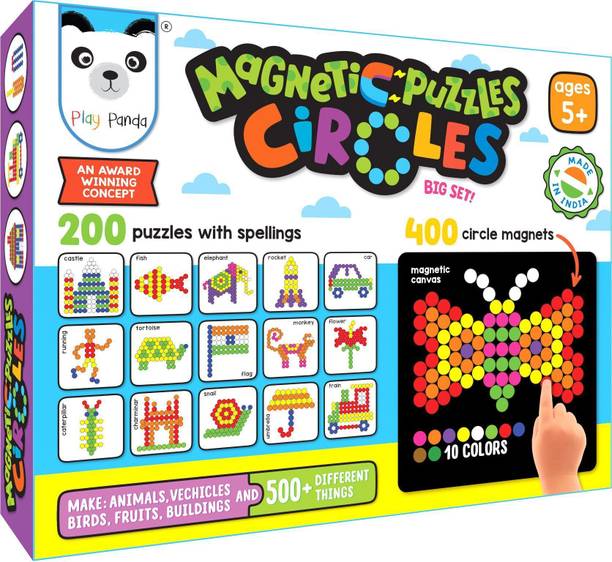 PLAY PANDA Magnetic Puzzles (big) Circles with 400 Magnets & 200 Puzzles