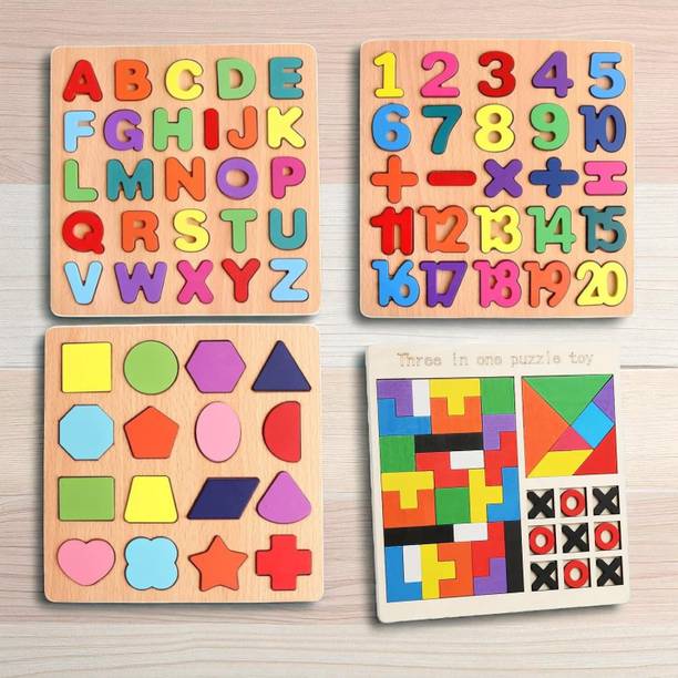 VHD Kids Wooden Educational Puzzle Alphabets, Numbers...