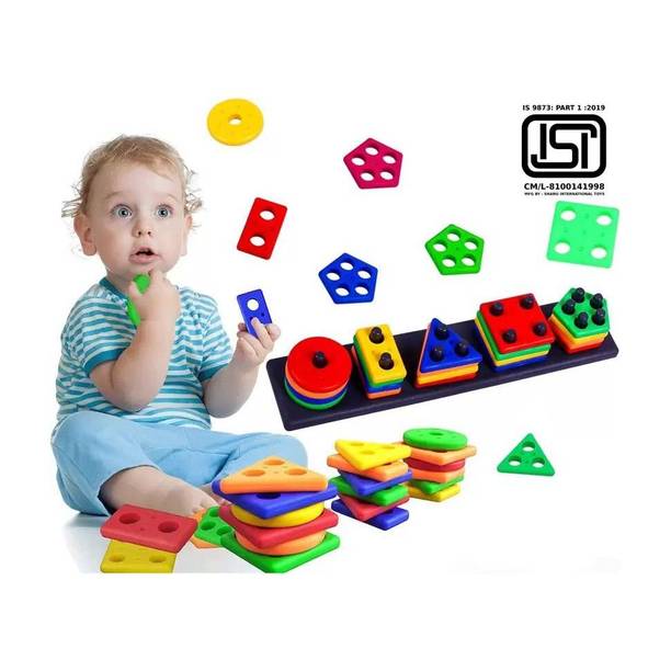 BOZICA Geometric Shape sorter 2d Puzzle Game Gift Toys for Kids Boys Girls 3-7 years