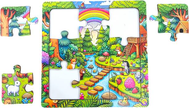 PlayKith Colorful Fun & Educational Jungle House & Animal Jigsaw Puzzle for Kids