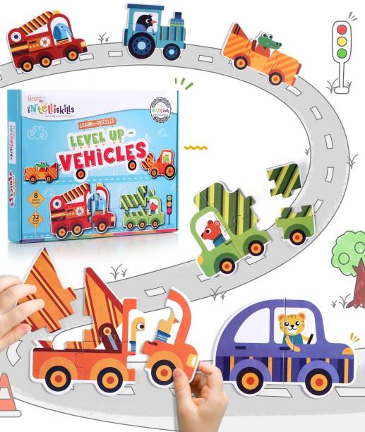 Intelliskills Level Up Vehicles Thick & Glossy Transport Jigsaw Puzzle| Learning Game for Kids