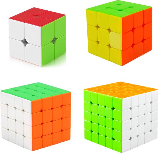 AZEENA High Speed Stickerless Cubes Combo Set 2x2,3x3, 4x4 & 5x5 | Kids & Adults rubiks
