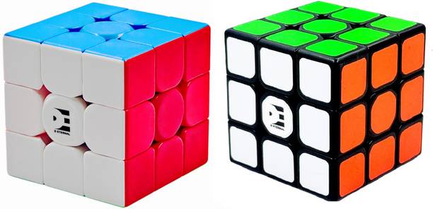 D ETERNAL Cube 3x3 Combo Bundle High Speed Stickerless & Stickered Magic Cubes Puzzle Set