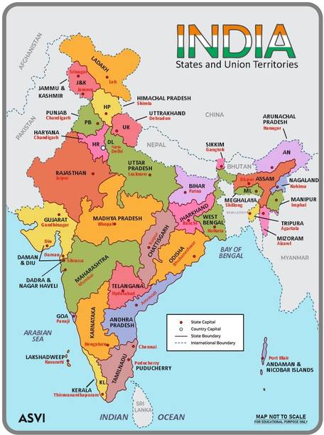 Asvi India Map Wooden Puzzle with States and Union Territories