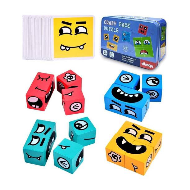 Kidoyz Face Changing Puzzles Emotion Change Toy with 16 Face Cube and 72 Cards