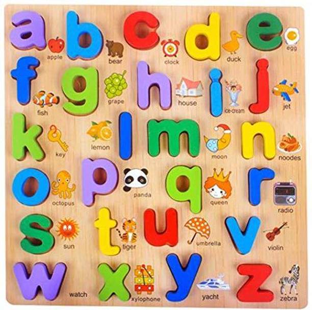 Steadfast Wooden a-z Alphabet Educational Toy for Kids Small Letters with pictures
