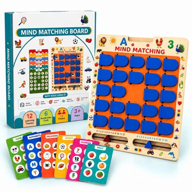 FUNNBLAST Kids Mind Matching Memory Board Game with 12 Learning Themes Word Games