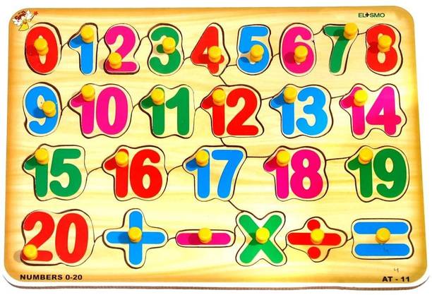 PABAH Wooden Number Educational Pre-School Puzzle Board Toy for Boys and Girls